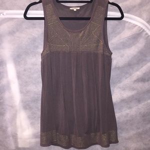 Dark gray with gold detail flowy top